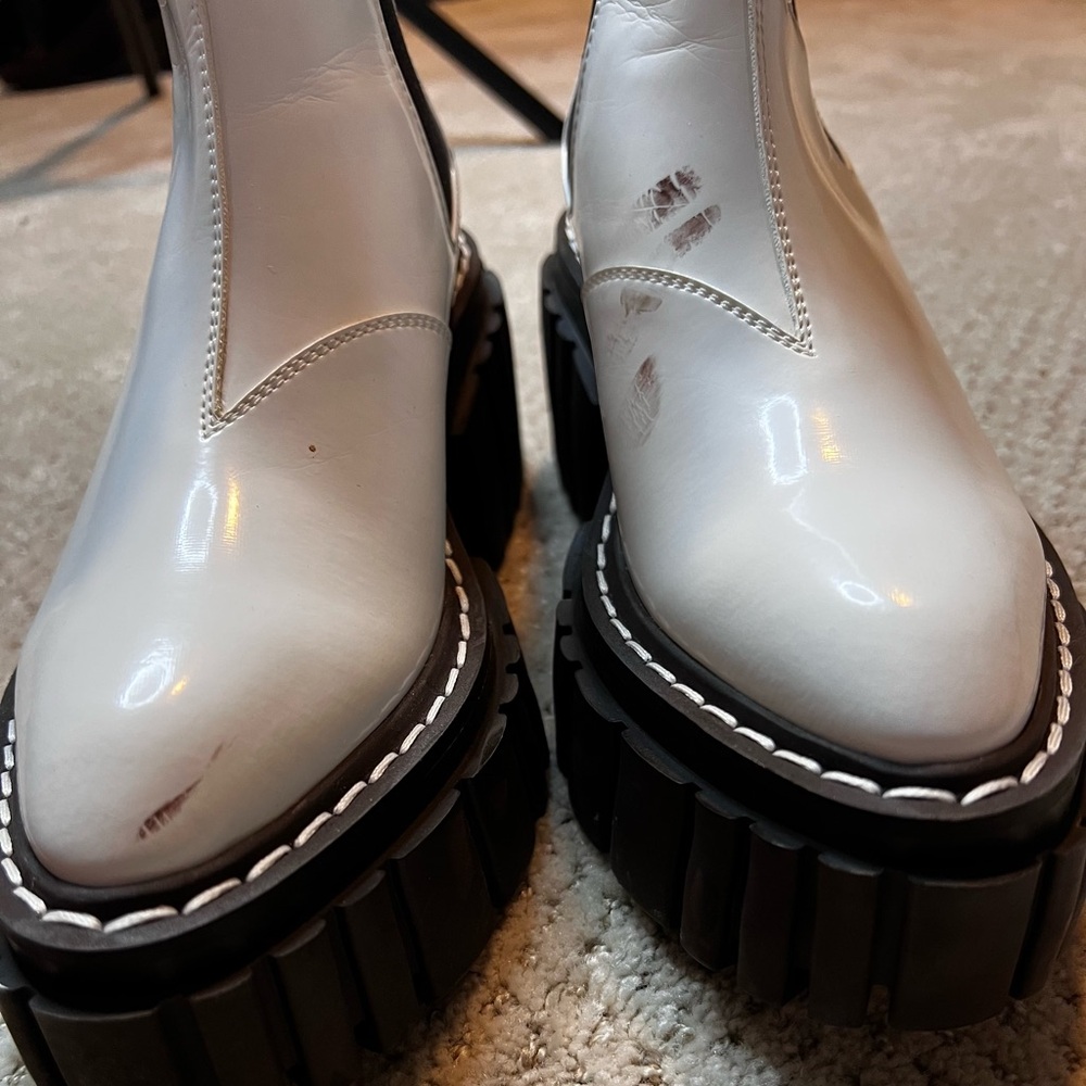 Stella McCartney Women Platform White Ankle Chelsea Boots Size 37.5